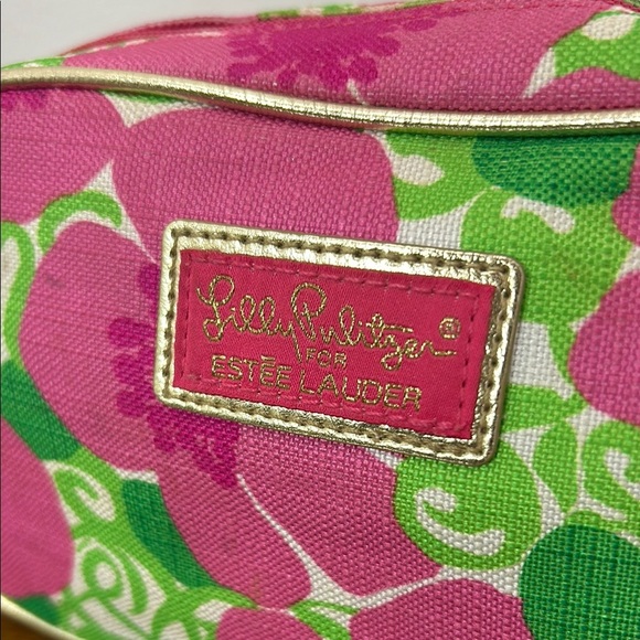 Lily Pulitzer for Estee Lauder Pink Floral Cosmetic Bag Makeup Organize Travel - Picture 2 of 8